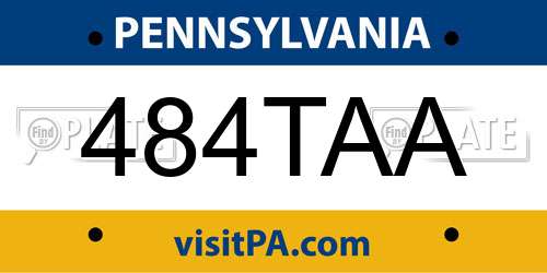 484TAA Pennsylvania License Plate