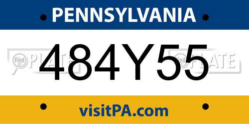 484Y55 Pennsylvania License Plate
