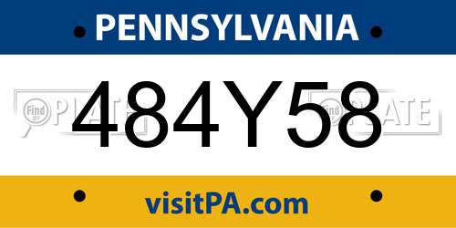 484Y58 Pennsylvania License Plate