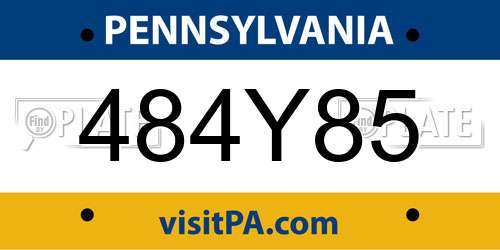 484Y85 Pennsylvania License Plate