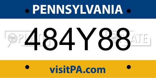 484Y88 Pennsylvania License Plate