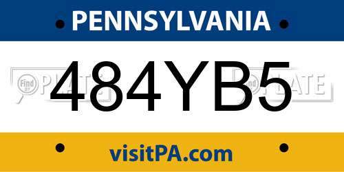484YB5 Pennsylvania License Plate