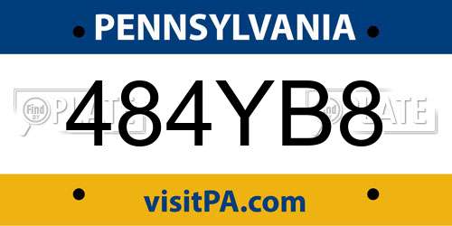 484YB8 Pennsylvania License Plate