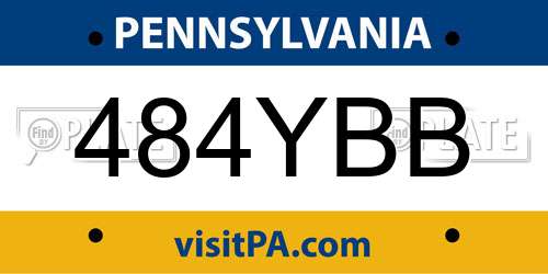 484YBB Pennsylvania License Plate