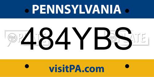 484YBS Pennsylvania License Plate
