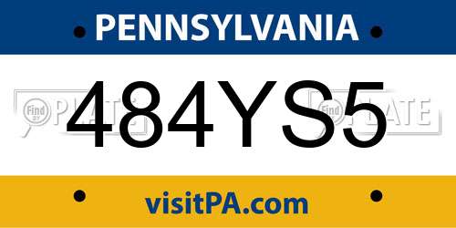 484YS5 Pennsylvania License Plate