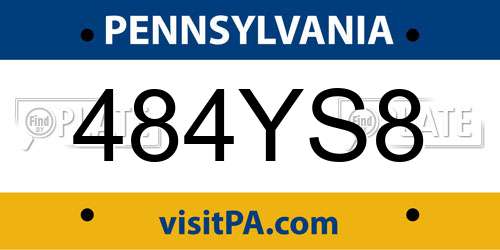484YS8 Pennsylvania License Plate
