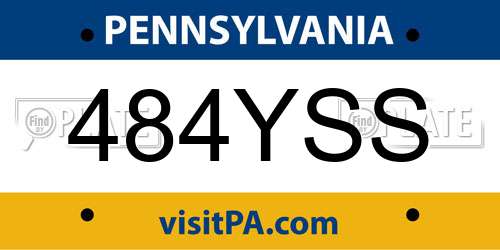 484YSS Pennsylvania License Plate