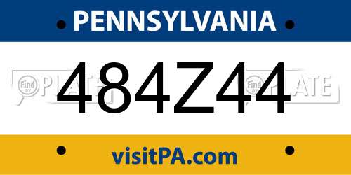 484Z44 Pennsylvania License Plate