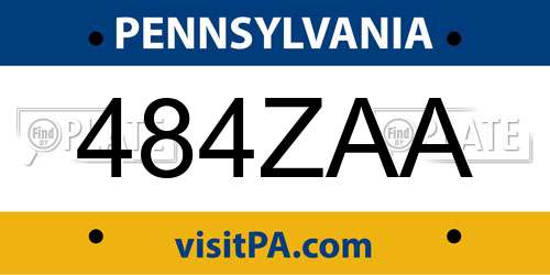 484ZAA Pennsylvania License Plate