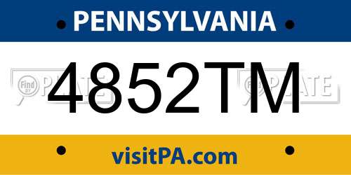 4852TM Pennsylvania License Plate