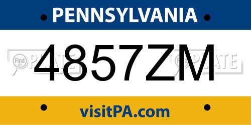 4857ZM Pennsylvania License Plate