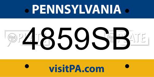 4859SB Pennsylvania License Plate