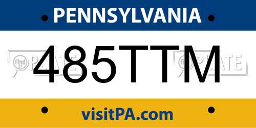 485TTM Pennsylvania License Plate