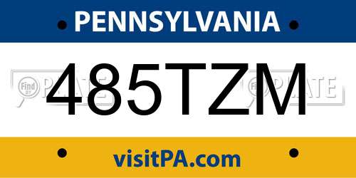 485TZM Pennsylvania License Plate