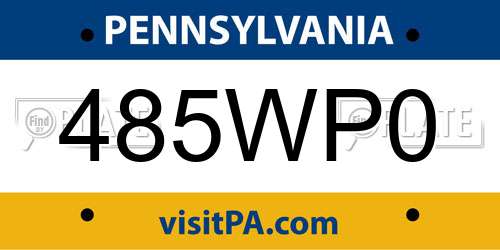 485WP0 Pennsylvania License Plate
