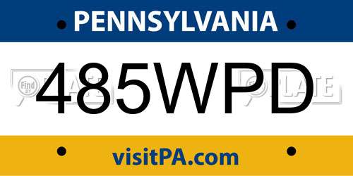 485WPD Pennsylvania License Plate