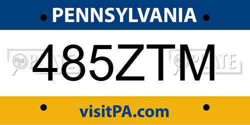 485ZTM Pennsylvania License Plate