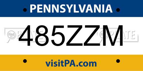 485ZZM Pennsylvania License Plate
