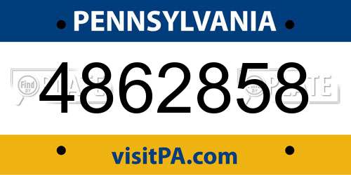4862858 Pennsylvania License Plate