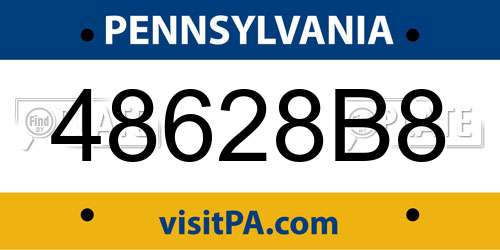 48628B8 Pennsylvania License Plate