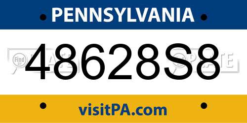 48628S8 Pennsylvania License Plate