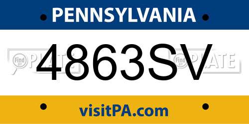 4863SV Pennsylvania License Plate