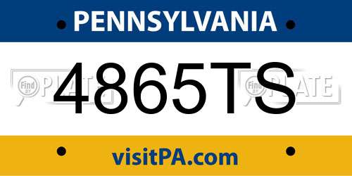 4865TS Pennsylvania License Plate