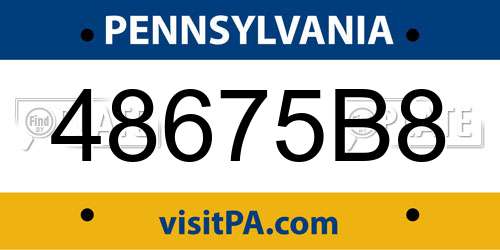 48675B8 Pennsylvania License Plate