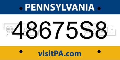 48675S8 Pennsylvania License Plate