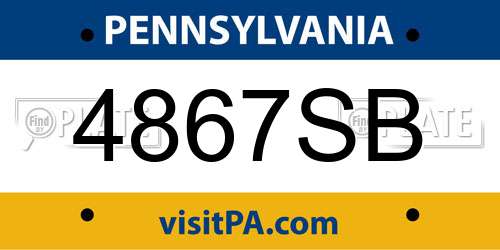4867SB Pennsylvania License Plate