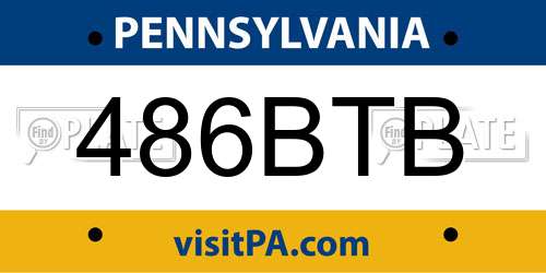 486BTB Pennsylvania License Plate