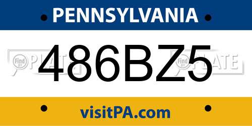 486BZ5 Pennsylvania License Plate