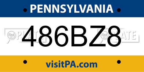 486BZ8 Pennsylvania License Plate