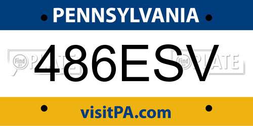 486ESV Pennsylvania License Plate