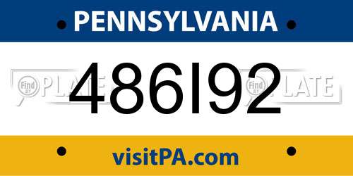 486I92 Pennsylvania License Plate