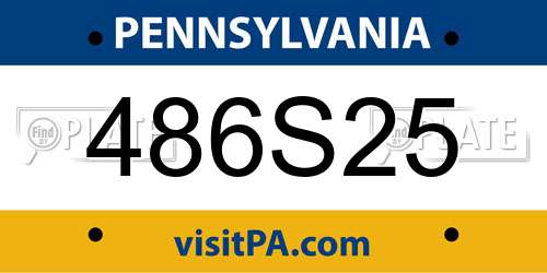 486S25 Pennsylvania License Plate
