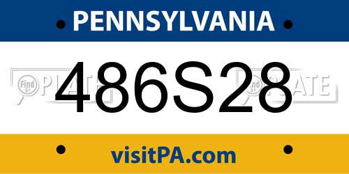 486S28 Pennsylvania License Plate