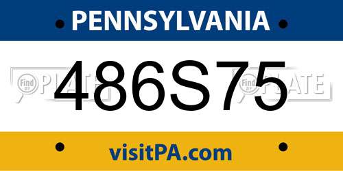 486S75 Pennsylvania License Plate