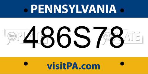 486S78 Pennsylvania License Plate