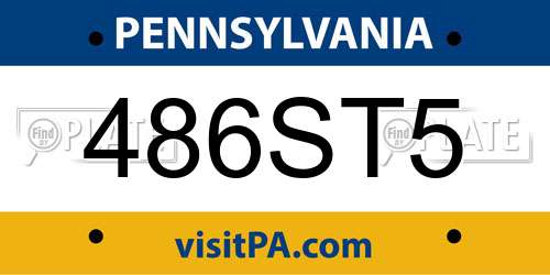486ST5 Pennsylvania License Plate