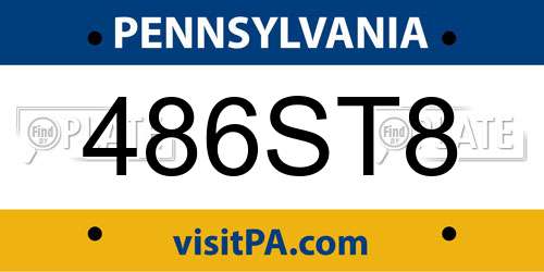 486ST8 Pennsylvania License Plate
