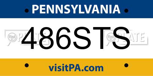 486STS Pennsylvania License Plate