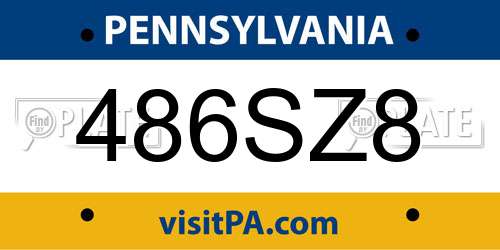 486SZ8 Pennsylvania License Plate
