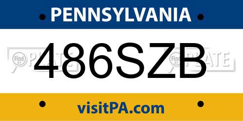 486SZB Pennsylvania License Plate