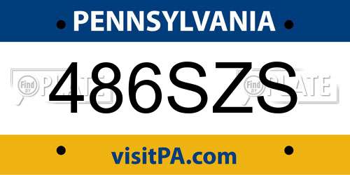 486SZS Pennsylvania License Plate