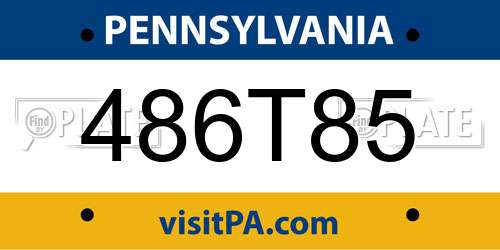 486T85 Pennsylvania License Plate