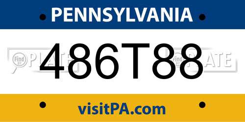 486T88 Pennsylvania License Plate