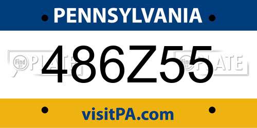 486Z55 Pennsylvania License Plate