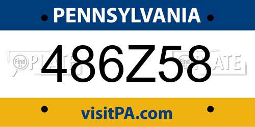 486Z58 Pennsylvania License Plate